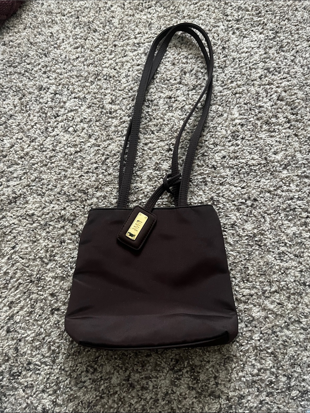 Brown y2k Nine West Black Crossbody Bag with Gold Logo Tag
